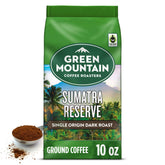 Green Mountain Coffee Roasters Sumatra Reserve bag-10oz, bold packaging ideal for energizing morning rituals.