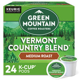 Green Mountain Vermont Country Blend K-Cup packaging for convenient single-serve brewing