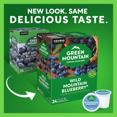 Green Mountain Wild Mountain Blueberry K-Cup pods brew a light, fruity cup.