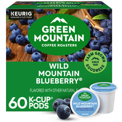 Green Mountain Wild Blueberry pods for Keurig, bright aroma and fruity profile.