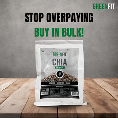 Greenfit A+ grade chia seeds closeup for premium quality.