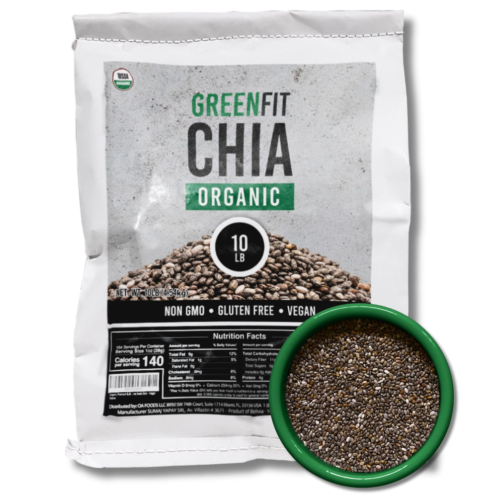 Greenfit organic chia seeds bulk 10lb bag for budget-friendly meal prep.