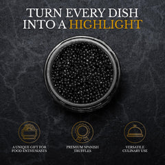 Greenfit Tradino black truffle pearls add a refined finish to pasta.