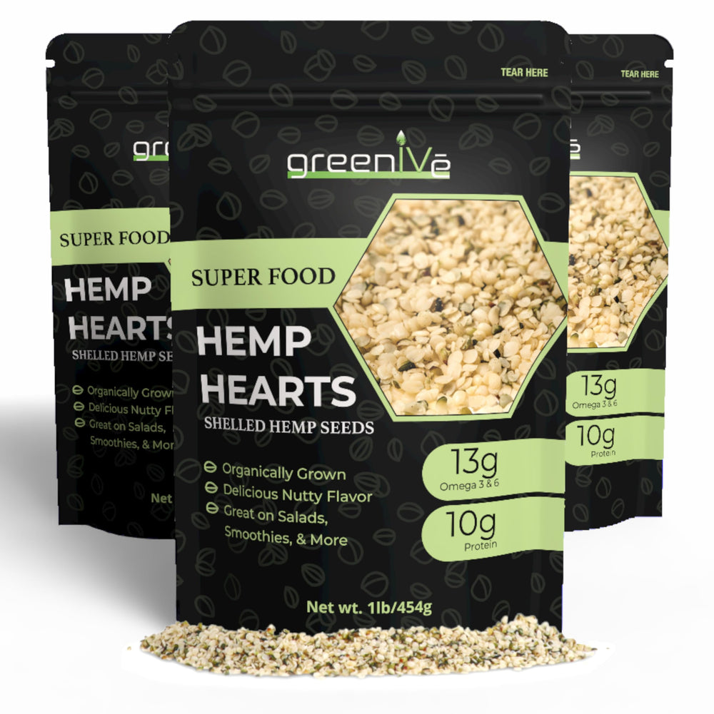GreenIVe hemp hearts in a resealable 3lb bag for easy pantry storage.