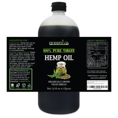 Closeup of GreenIVe Hemp Oil bottle showing purity and color