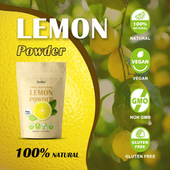 Grelim Lemon Powder poured into glass to flavor beverage