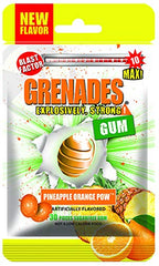 Grenades Gum Pineapple Orange POW packaging for rapid breath-freshening power.