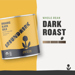 Groundwork Black Gold 16 oz can, certified organic and ethically sourced for bold mornings.