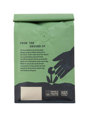 Groundwork Ethiopia Organic 12oz beans closeup highlights aromatic, flavorful coffee notes.