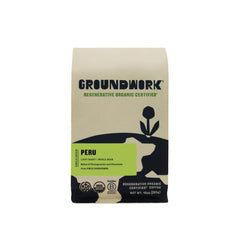 Groundwork Peru whole bean coffee 10 oz ready for grinding and brewing