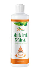 G-Sweetz monk fruit-stevia liquid sweetener bottle showing golden color and clarity