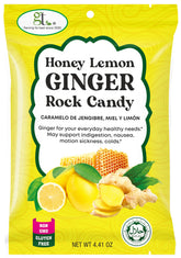 GT Honey Lemon Ginger rock candy bag with glossy pieces ready for on-the-go flavor