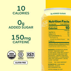 Guayaki Yerba Madre 150mg caffeine per can for focused mornings.