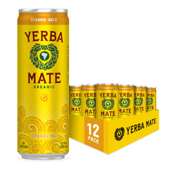Guayaki Yerba Madre Classic Gold bottle highlighting sparkling energy and focus