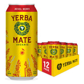 Guayaki Yerba Madre Revel Berry bottle showing vibrant flavor and steady energy.