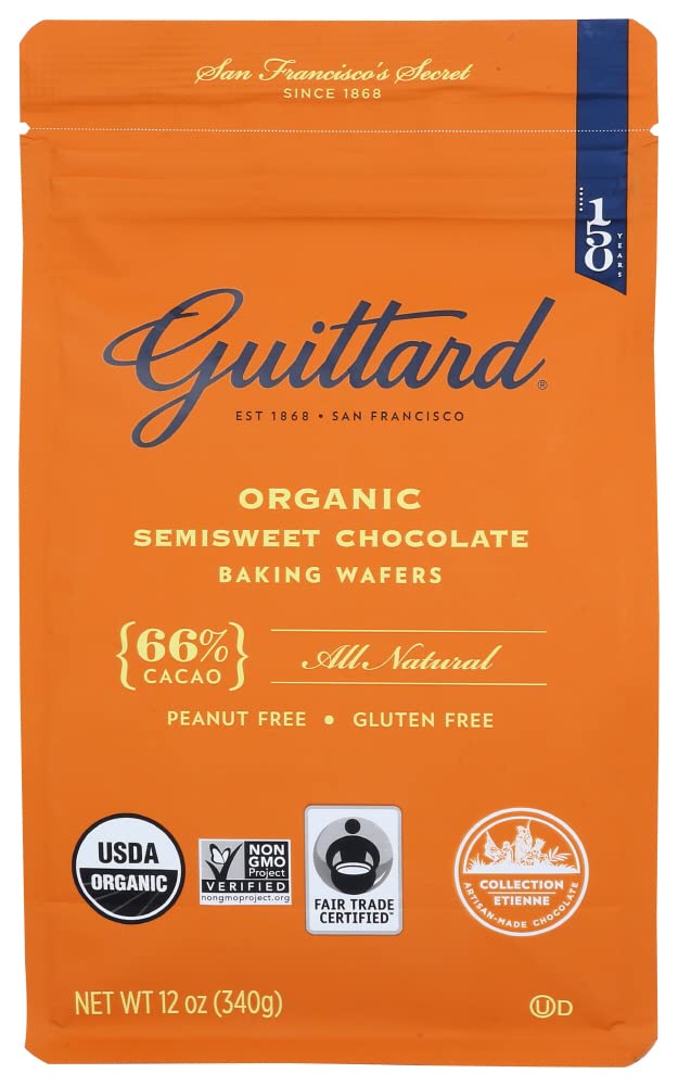 Guittard Organic 66% chocolate wafers pack shot for premium baking