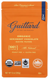 Guittard Organic 66% chocolate wafers pack shot for premium baking