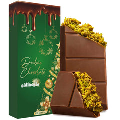 Gulluoglu Dubai Chocolate Kunafa Pistachio unwrap reveals premium gift-ready indulgence.