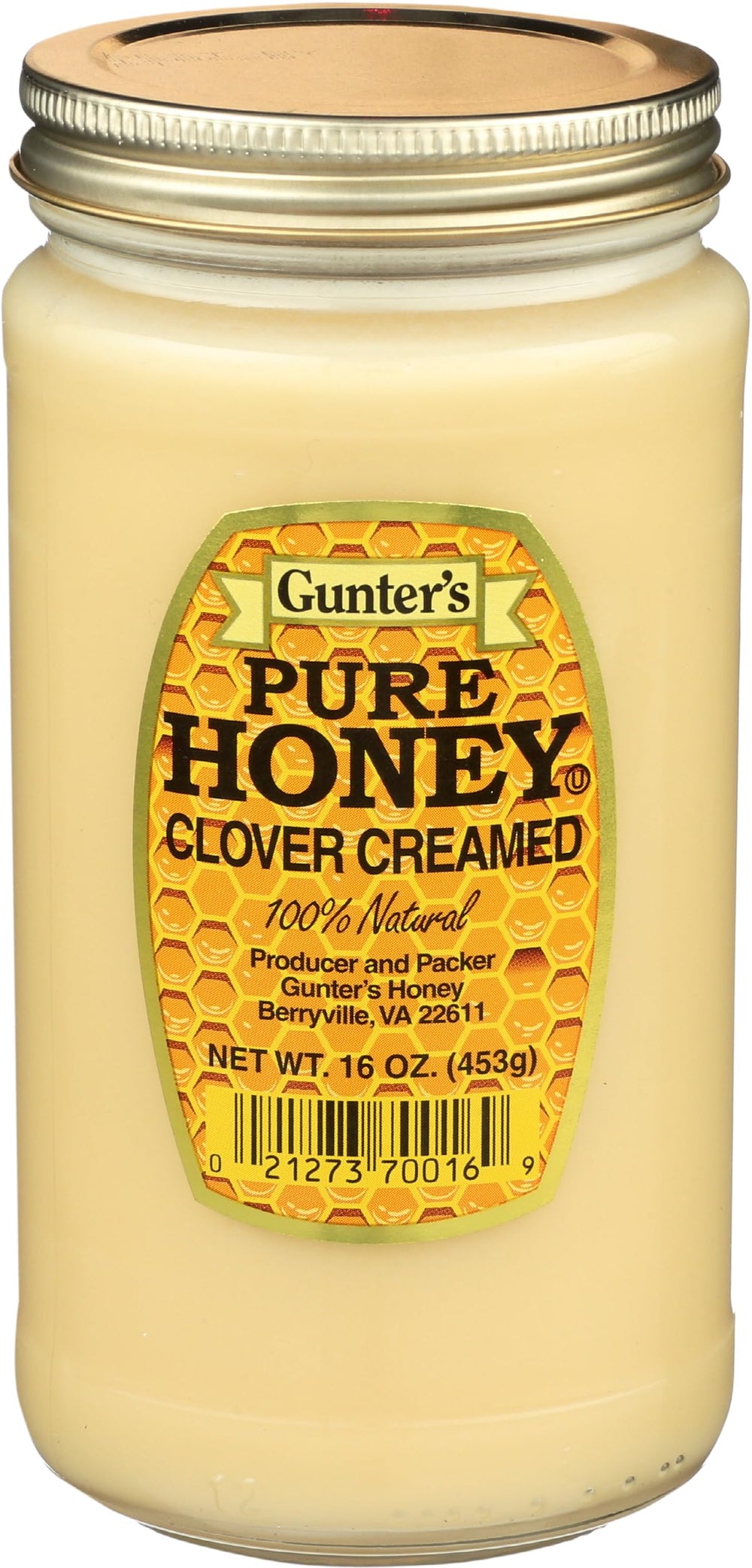 Gunter's Honey Cream Clover in a 16 oz jar, ideal for smooth spreading.