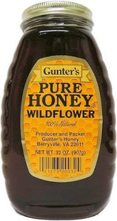 Gunter's Wildflower honey jar for pantry, natural sweetener and versatile ingredient.