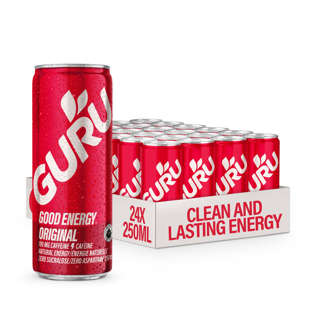 GURU Original energy can front view, compact 8.4oz for on the go energy