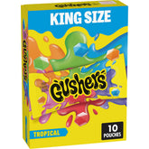 Gushers King Size Tropical pouch front, ideal for sharing at parties.