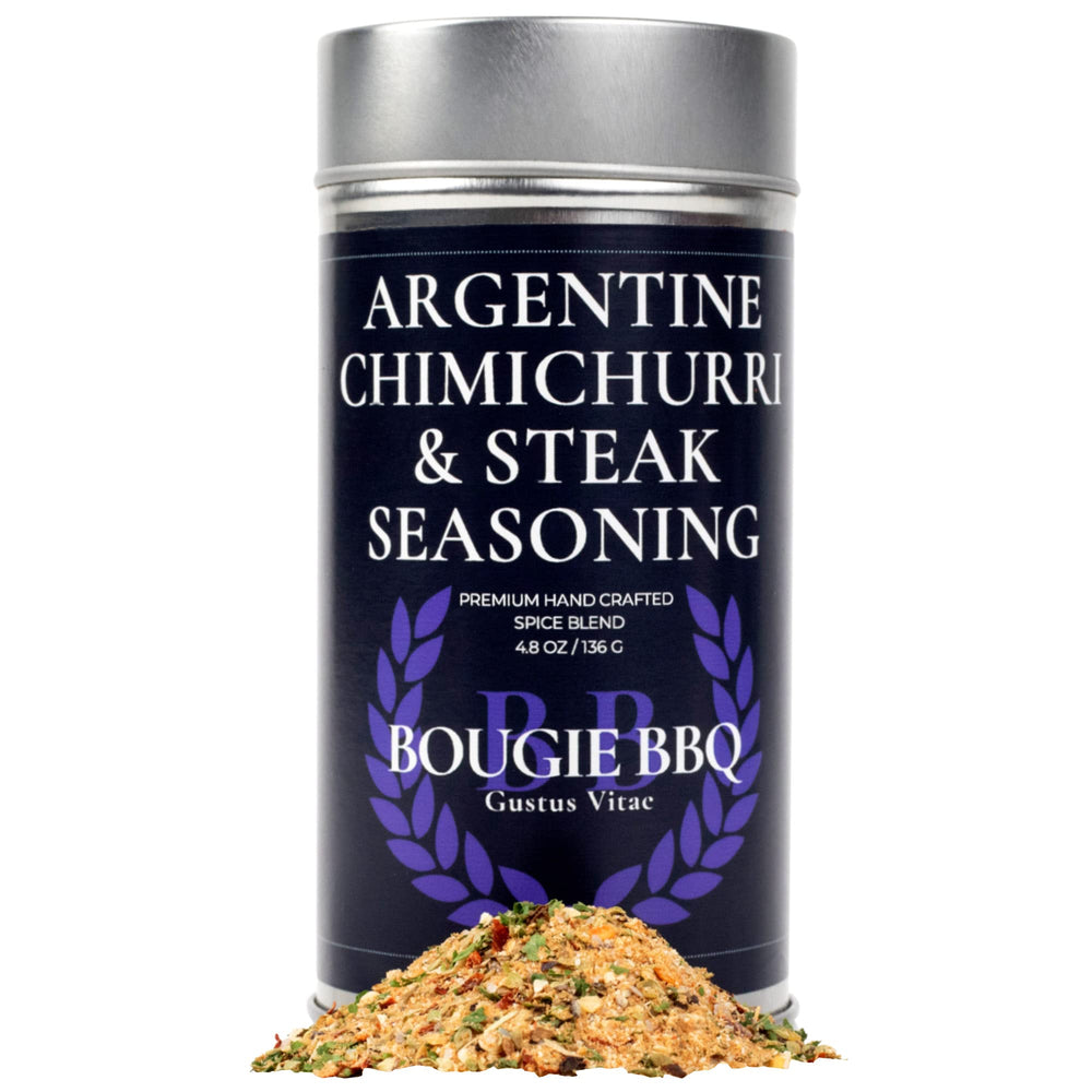 Gustus Vitae Argentine Chimichurri bottle pour—perfect for finishing steaks and grilled veggies.