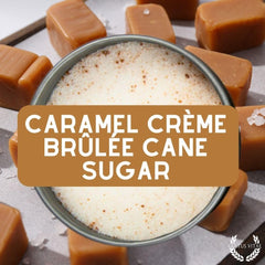 Gustus Vitae caramel creme brulee cane sugar in a jar showing artisanal quality