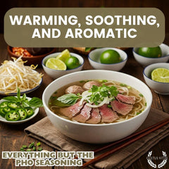 Gustus Vitae Everything But The Pho magnetic tin on fridge demonstrates convenient kitchen access for weeknight meals.
