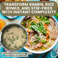 Gustus Vitae Everything But The Pho dish in oven plate shows versatile seasoning for proteins and veggies.