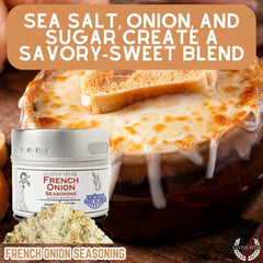Gustus Vitae French Onion Seasoning bottle pour showing easy access