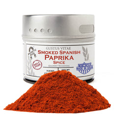 Gustus Vitae Smoked Spanish Paprika tin front showcases premium flavor for grilled dishes