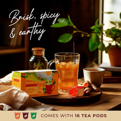 Gya Tea Co decaf tea pod in warm lighting for evening relaxation