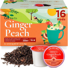 Gya Tea Co Ginger Peach Black Tea Pod packaging with premium ingredients.