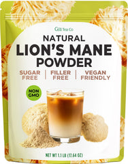 Gya Tea Co Lion’s Mane powder tub front, pure and single-origin for smoothies.