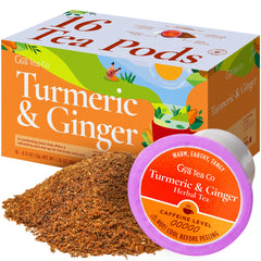 Gya Tea Co turmeric ginger tea pod close-up for caffeine-free flavor