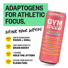 Gym Weed bottle pour capturing clean energy delivery before workouts.