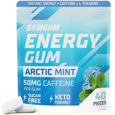 GYMGUM Energy Caffeine Gum Arctic Mint tub ready for on-the-go energy.
