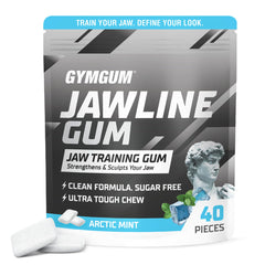 GYMGUM Arctic Mint jawline gum front-pack view highlights compact, keto-friendly chew.