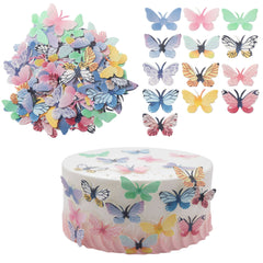 Gyufise 72Pcs edible butterfly toppers in a box, ready to decorate cakes.
