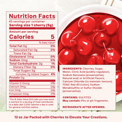Haddar Maraschino Cherries syrup gloss close-up highlighting glossy finish for desserts.