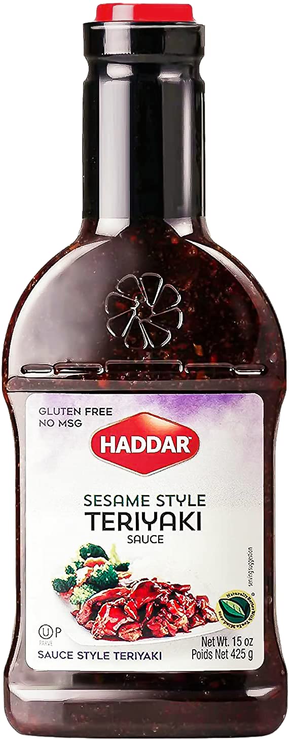 Haddar Sesame Style Teriyaki bottle pour with a glossy marinade-ready glaze.