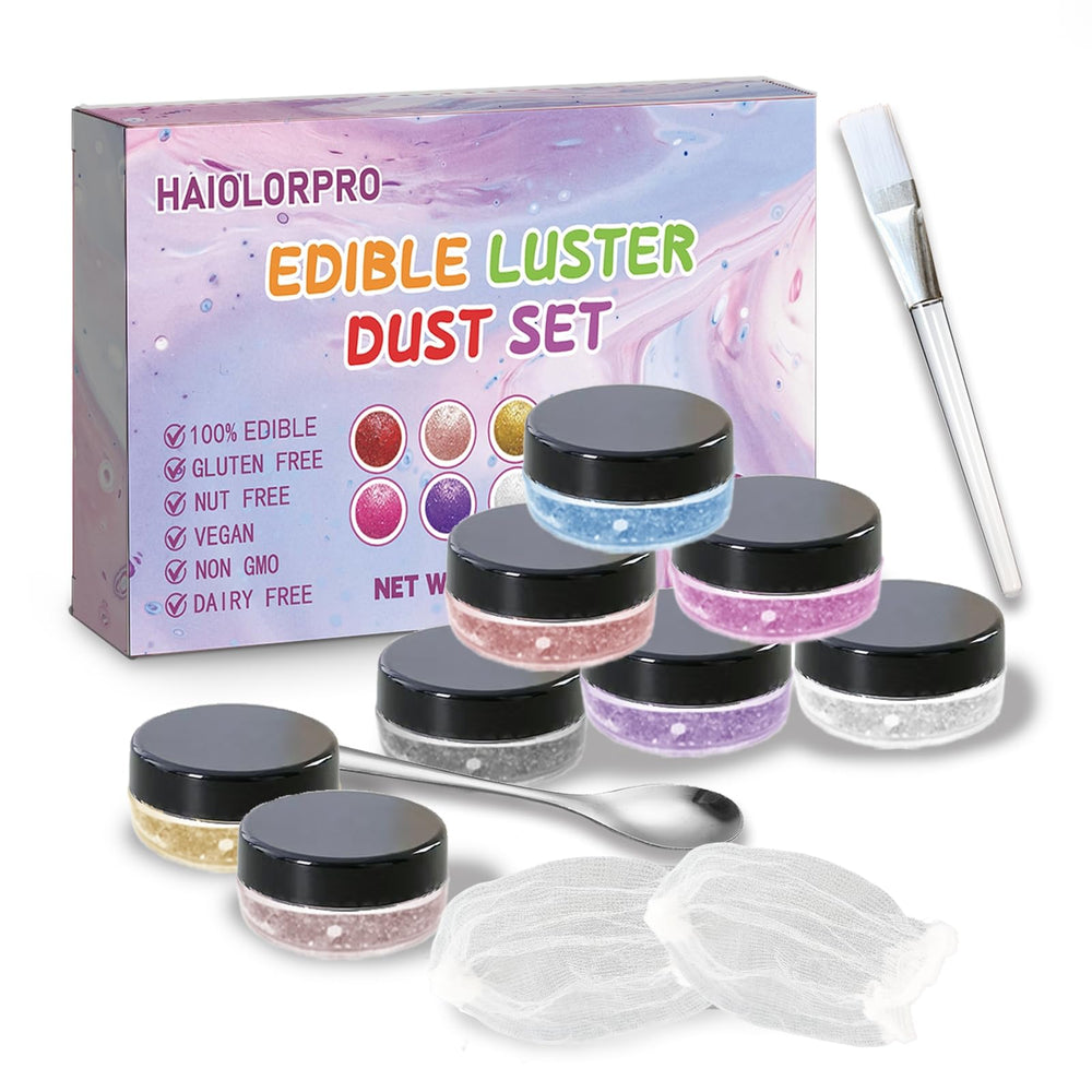 HAIOLORPRO edible glitter cocktail-jar adds luminous color to drinks and desserts.