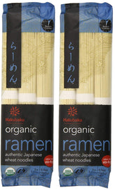 Hakubaku Organic Ramen Noodles 2-pack front view, convenient dinner base.