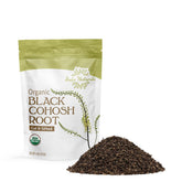 Halo Naturals black cohosh root cut and sifted, 4oz, close-up of premium herbal material for blends.