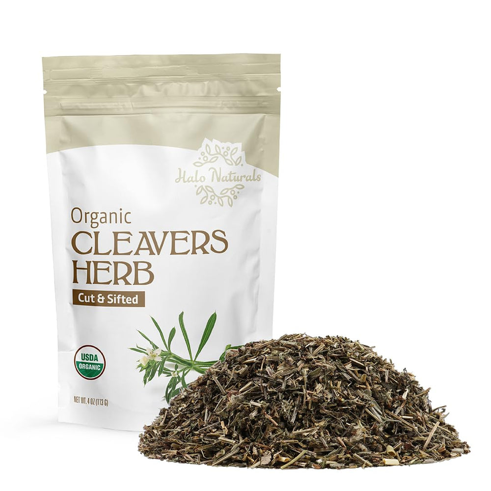 Halo Naturals cleavers herb cut and sifted for precise measuring