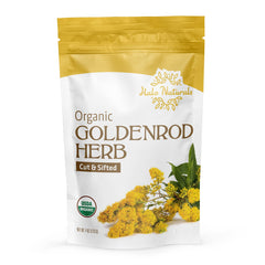 Halo Naturals goldenrod herb closeup shows cut and sifted texture