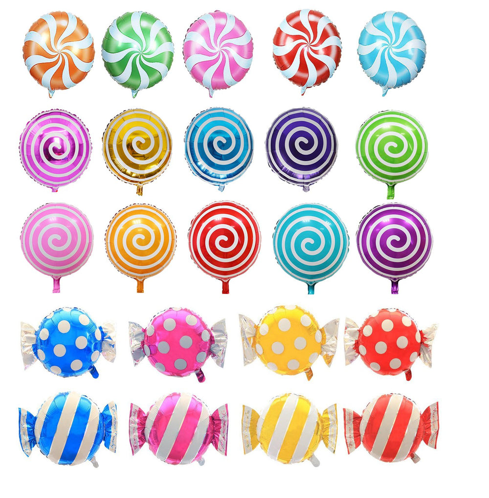 Halovin 21-pack 18-inch sweet candy balloons for candy-themed celebrations.