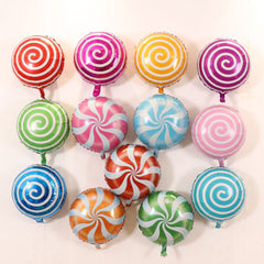 Halovin round lollipop 18-inch balloons add playful centerpieces to parties.