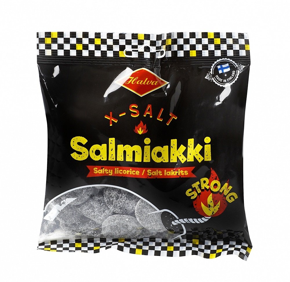 Halva Salmiakki 2 bags of 120g for bold salty licorice snacking